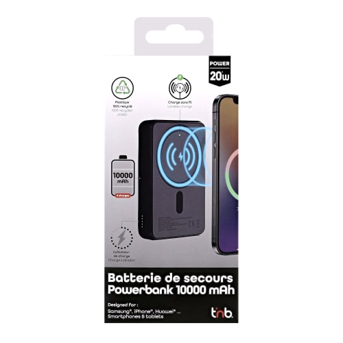 T'nB Powerbank USB-C - 10 000 mAh - 20W - Noir (PBUMAG10) - Achat / Vente Batterie Externe  sur grosbill.com - 3