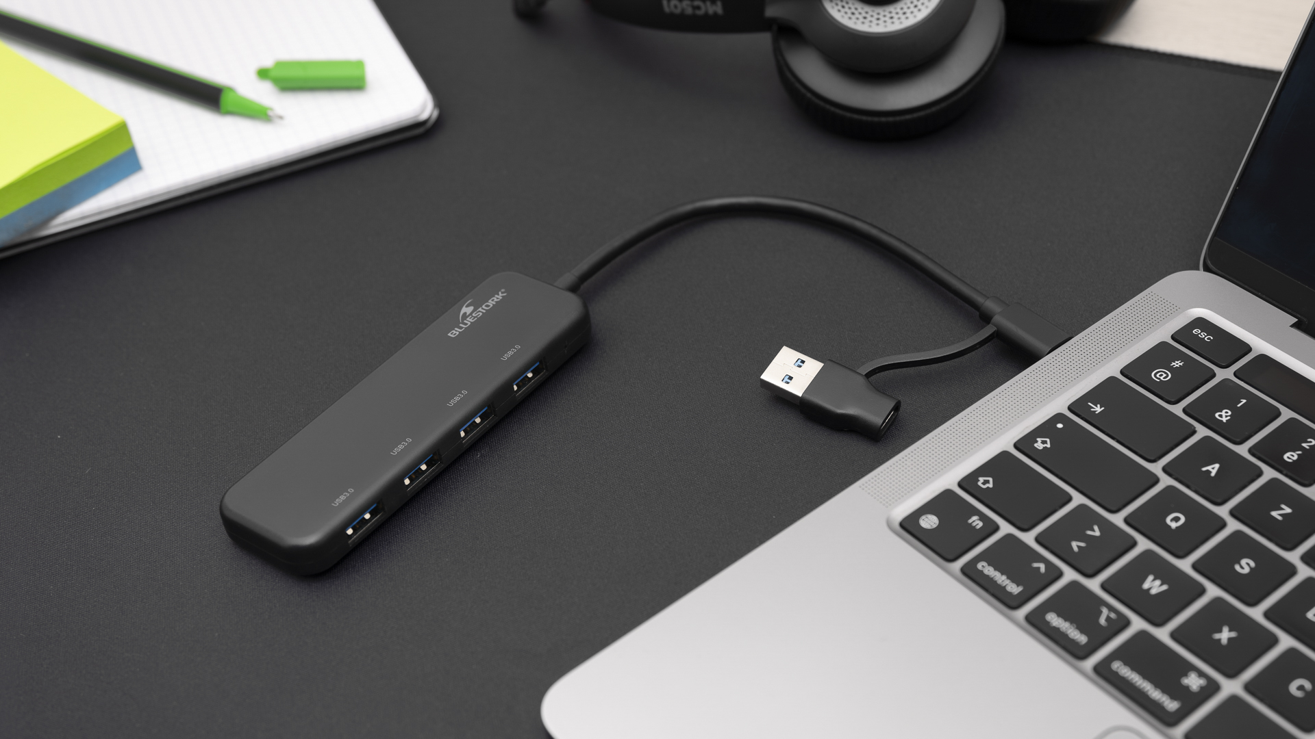 HUB USB-A/USB-C/4 ports USB/Noir - Bluestork - 5