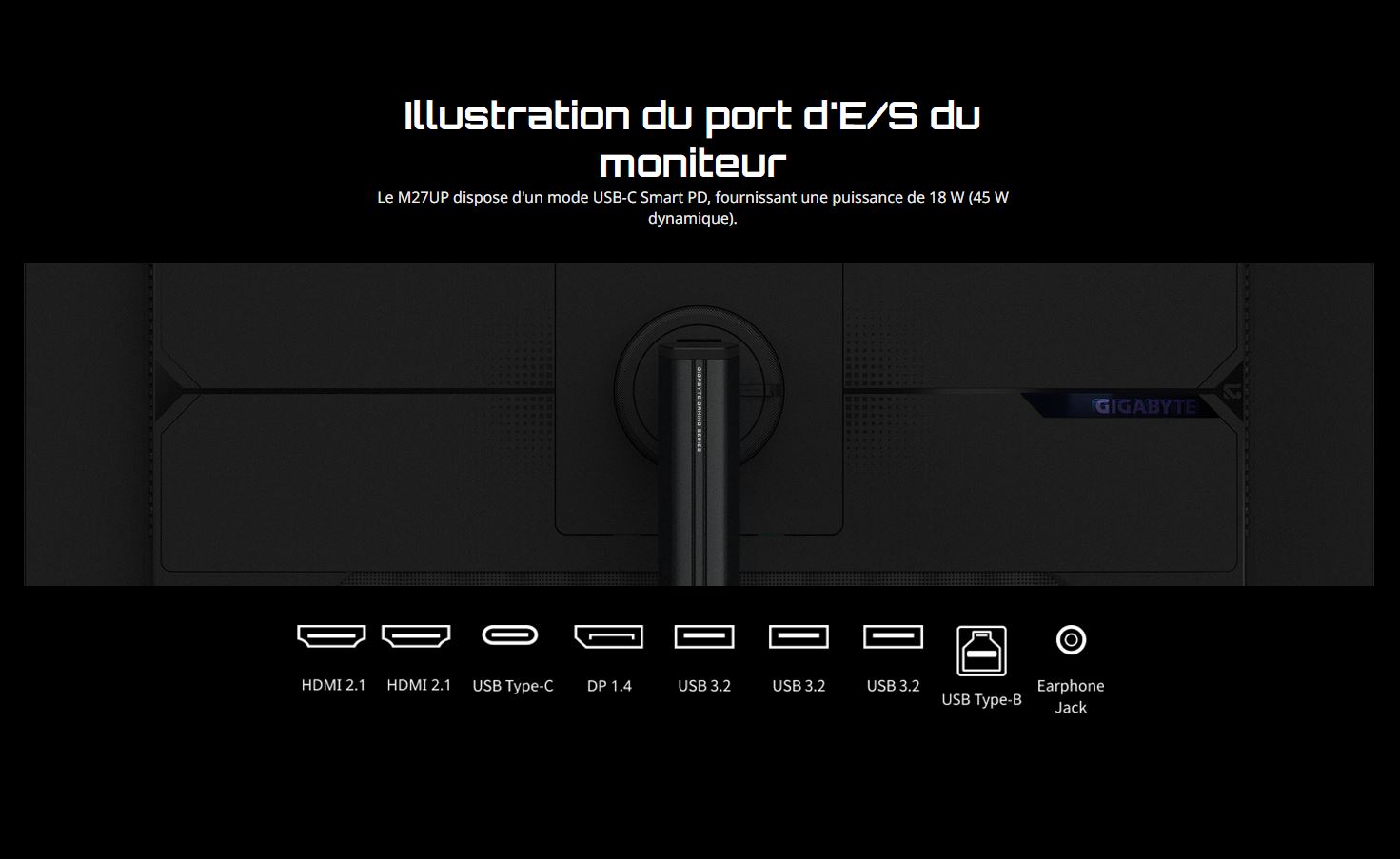 Gigabyte 27 pouces  M27UP  - Ecran PC Gigabyte - grosbill.com - 5