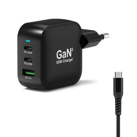 Port Chargeur mural 65W GaN 3 ports + Câble USB-C - 2m (902065PEU) - Achat / Vente Chargeur sur grosbill.com - 0