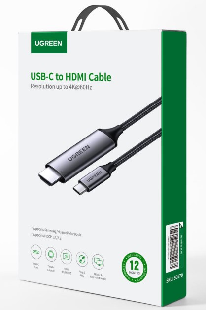 Câble USB-C vers HDMI Tressé mâle/mâle - 1.5m - 1