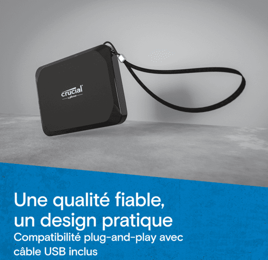 Crucial X9 2TB PORTABLE SSD - USB 3.2 Gen 2 (CT2000X9SSD9) - Achat / Vente Disque SSD externe sur grosbill.com - 4