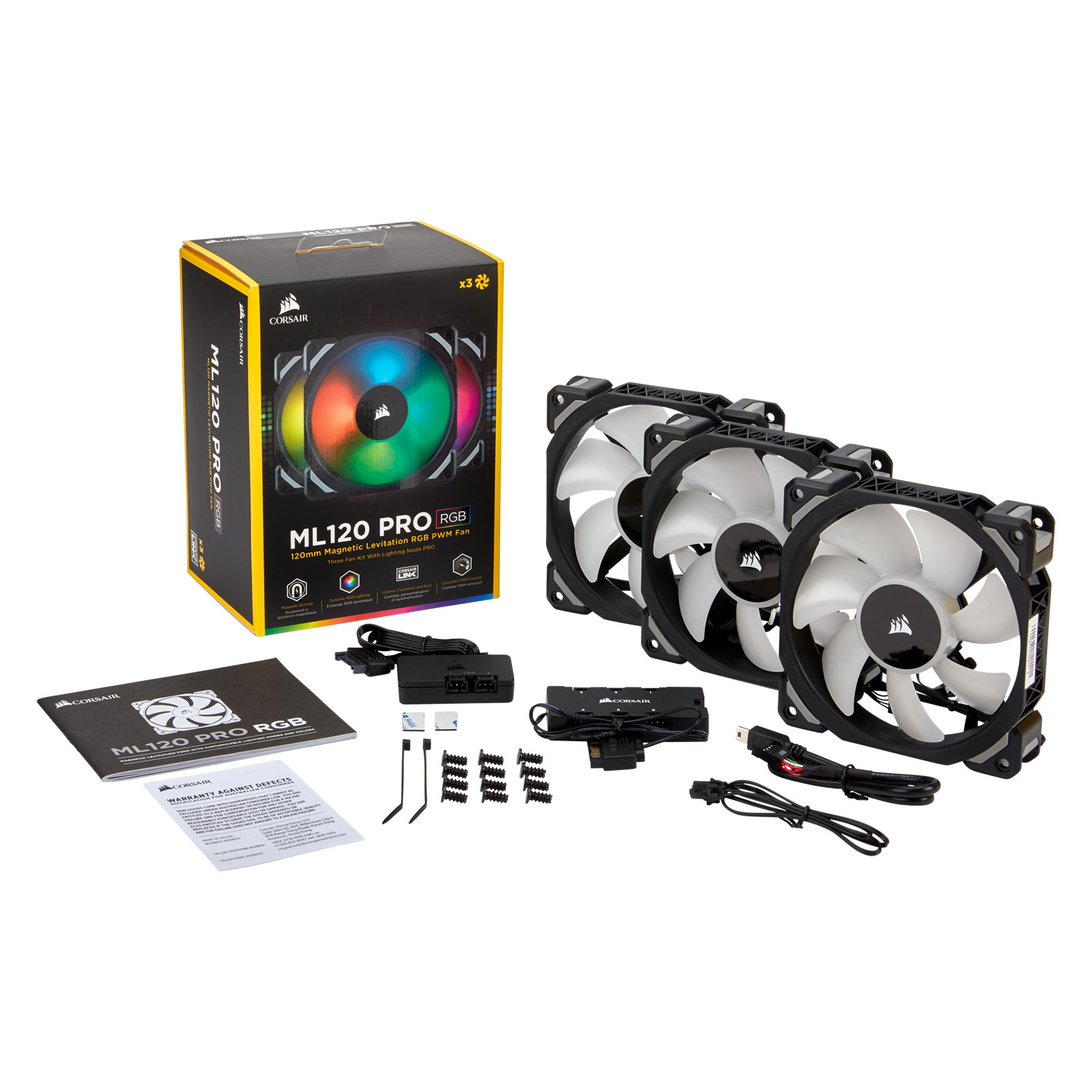 Corsair SP120 RGB PRO (x3) et Ligthing Node CORE Refroidissement Co