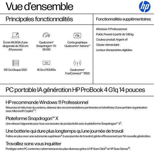 PROBOOK 4 G1Q QUALCOMM AI - Achat / Vente sur grosbill.com - 2