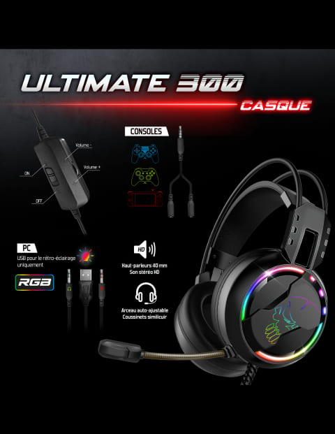 Spirit Of Gamer 4 en 1 Ultimate 300 - Clavier/Souris/Tapis/Casque (CLS-MKH300) - Achat / Vente Pack Peripheriques sur grosbill.com - 6