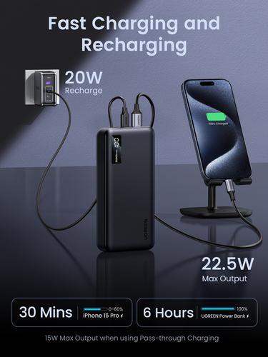 Batterie externe USB-C+2xUSB-A/20000mAh/20W/Noir - 5