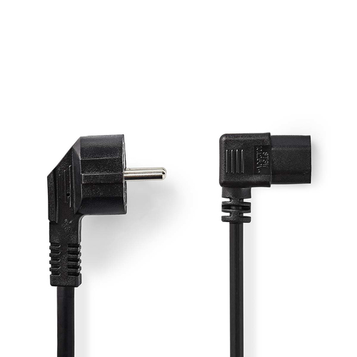 Câble d'alimentation - mâle/Coudé/2m - Noir  - Connectique PC - 0