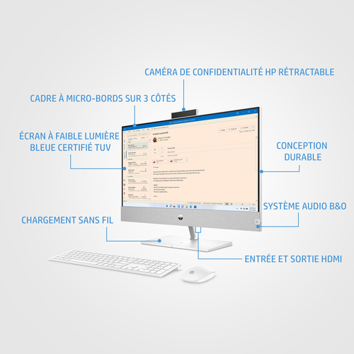 HP Pavilion 24" FHD/R5-5500U/16Go/512Go/W11 - All-In-One PC/MAC - 10