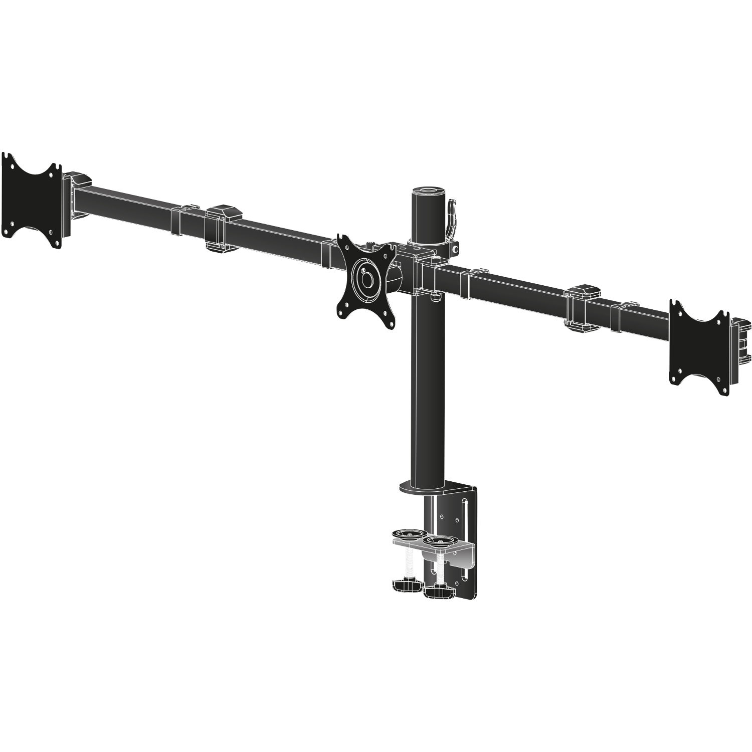 Support de bureau à pincer 3 écrans - 10" 27" - Accessoire écran - 1