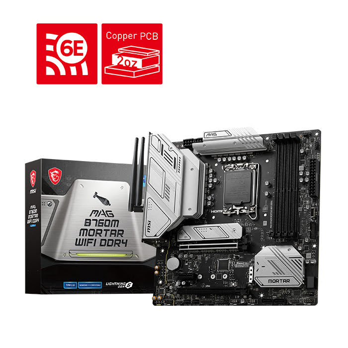 MSI MAG B760M MORTAR WIFI DDR4 Micro-ATX  - Carte mère MSI - 0