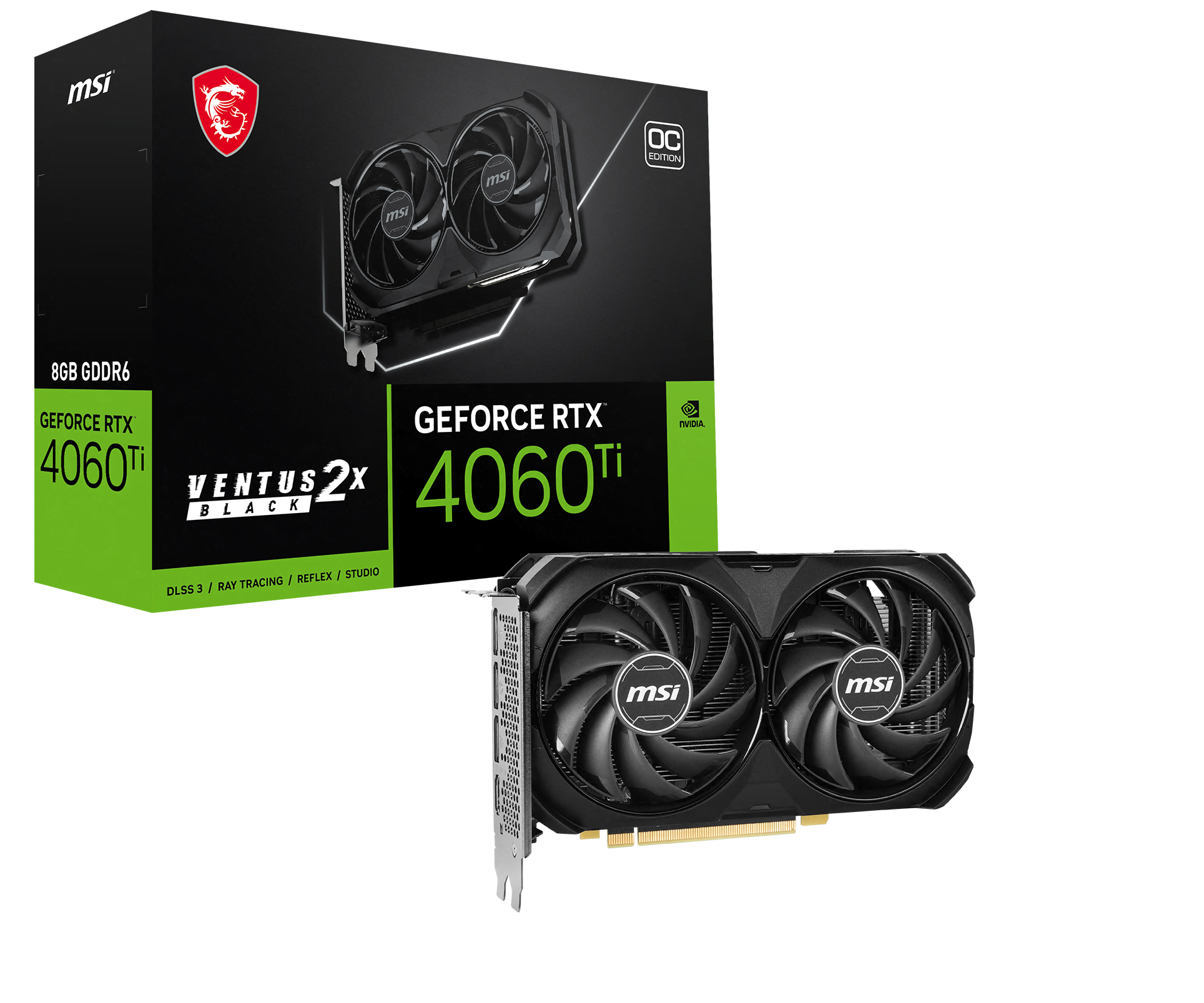 MSI GeForce RTX 4060 Ti VENTUS 2X BLACK 8G OC - Carte graphique - 0