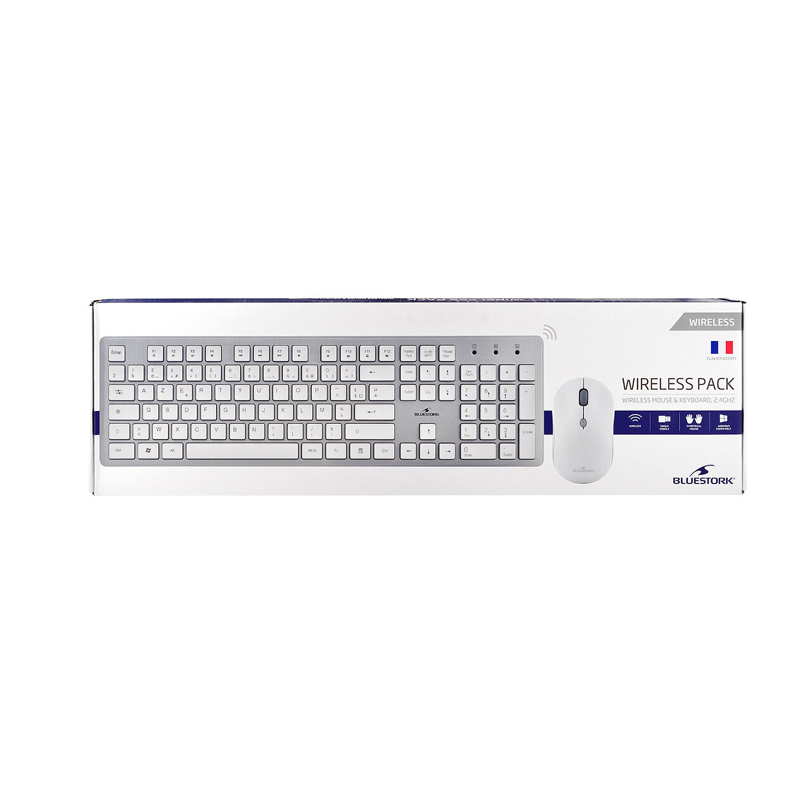 Bluestork Wireless Pack Easy II-N Blanc/Silver - Pack Clavier/Souris - 1