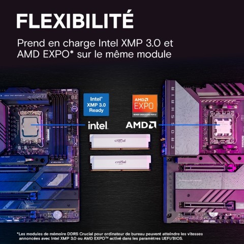 Crucial Pro Overclocking Edition 32Go (2x16Go) DDR5 6000MHz Blanc - Mémoire PC Crucial sur grosbill.com - 4