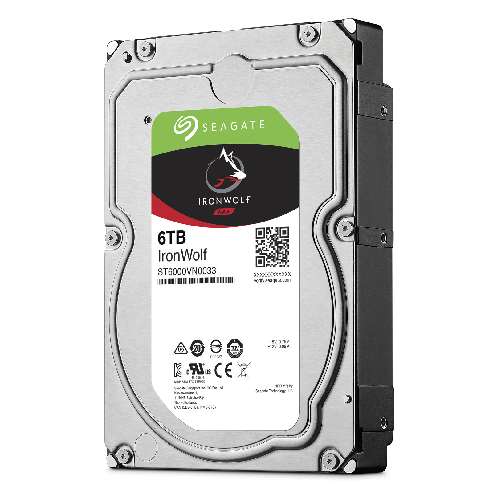 Seagate 6To SATA III 256Mo IronWolf ST6000VN0033 - Disque dur 3.5" interne - 1