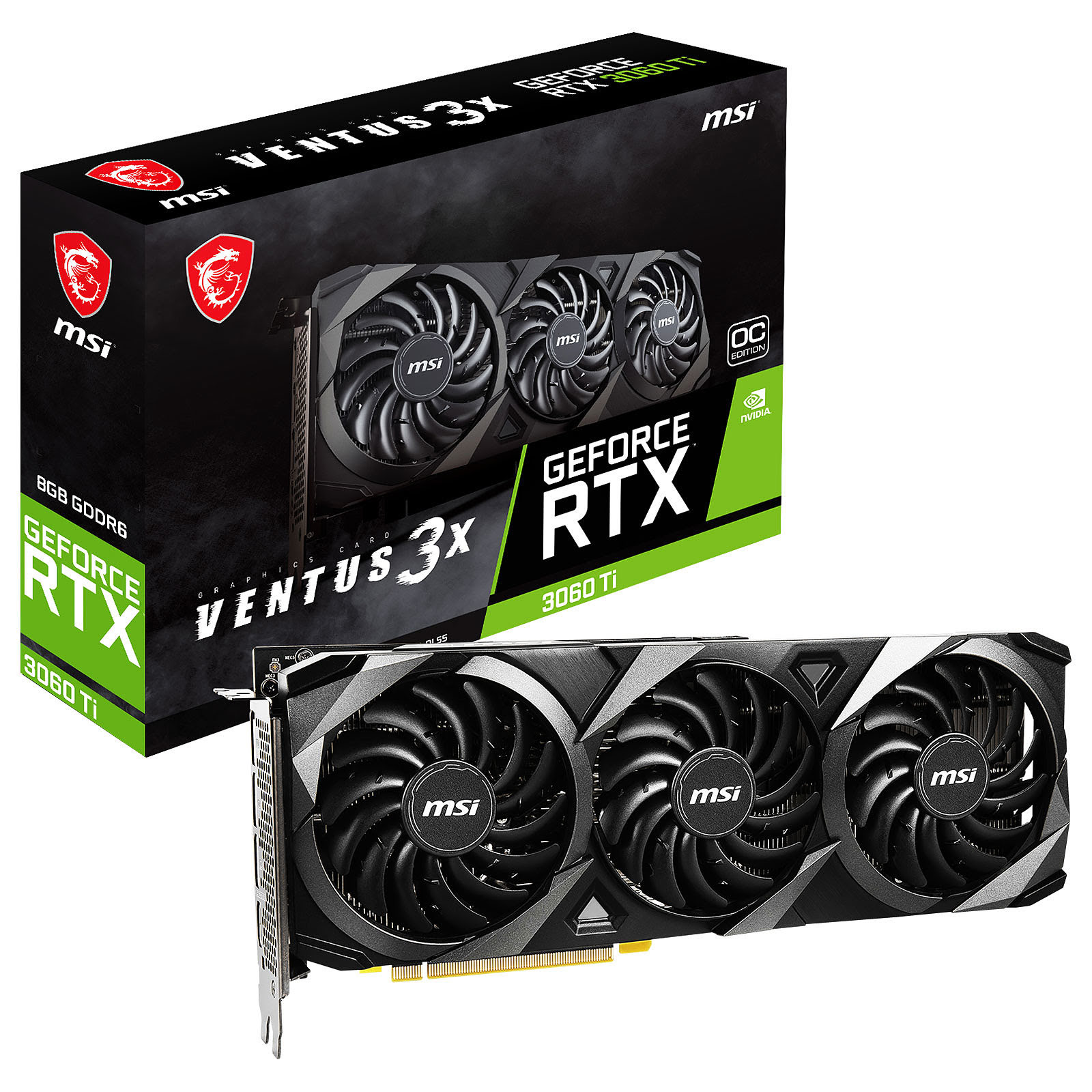 MSI RTX 3060Ti VENTUS 3X 8G OC LHR  - Carte graphique MSI - 0