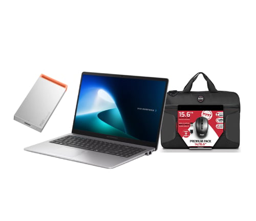 PC portable Asus ExpertBook 15.6" Core 3 100U 16Go 256Go W11P + SSD externe 512GB + Sacoche et souris Grosbill