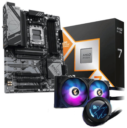 B650 EAGLE AX + Ryzen 7 9850X3D + WaterForce X 280 - grosbill.com - 0