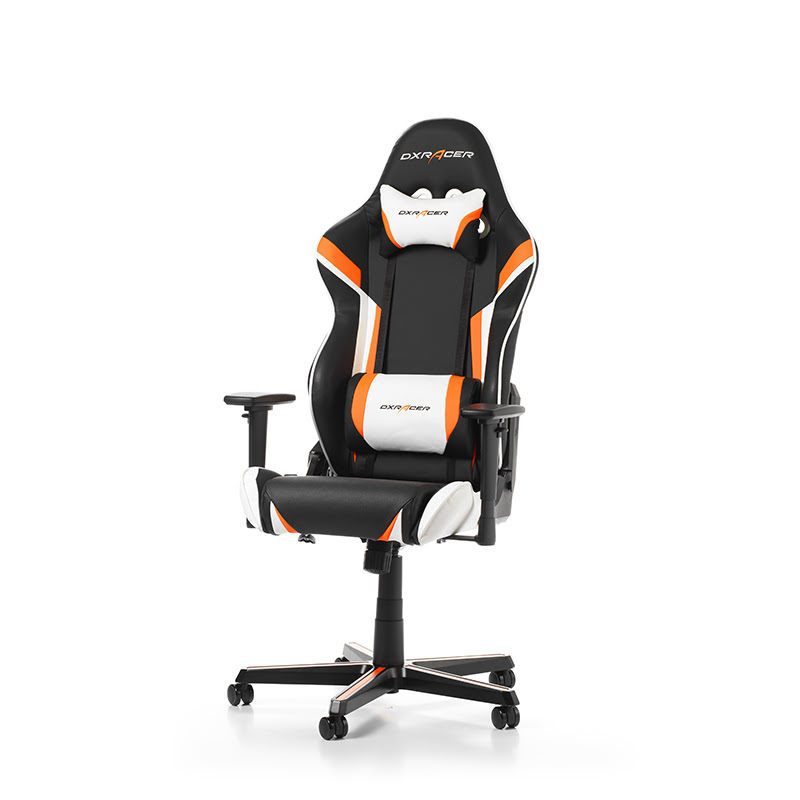 DXRacer Racing R288-NOW- Noir/Blanc/Orange/Simili Cuir/3D Noir/Orange - Siège PC Gamer - 0