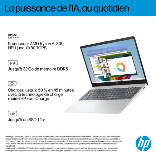 HP/15-fn0020nf/15.6FH/R7-AI/24G/512/W11H - Achat / Vente sur grosbill.com - 9