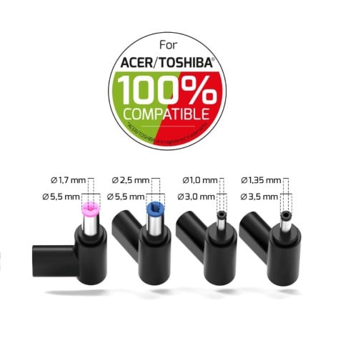 Port Alimentation secteur GaN 65W pour Acer/Toshiba - 4 embouts (904065ACTOEU) - Achat / Vente Chargeur sur grosbill.com - 1