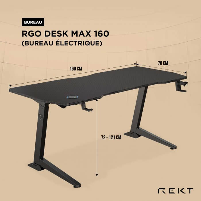 REKT RGo Desk Max 160 (RGODKMAX160) - Achat / Vente Bureau sur grosbill.com - 12