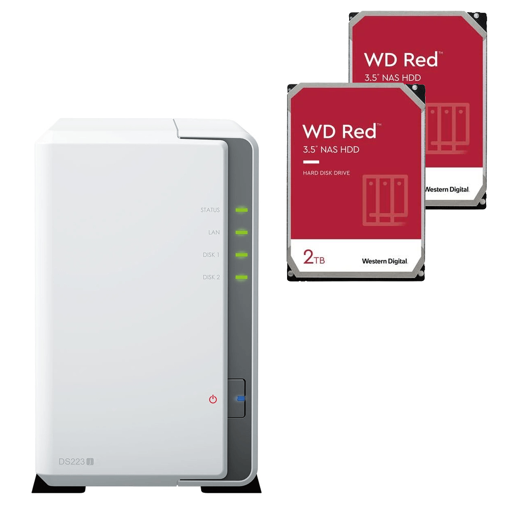 Serveur NAS Synology DS233J - 2 Baies avec 2 disques de 2To WD RED  Grosbill