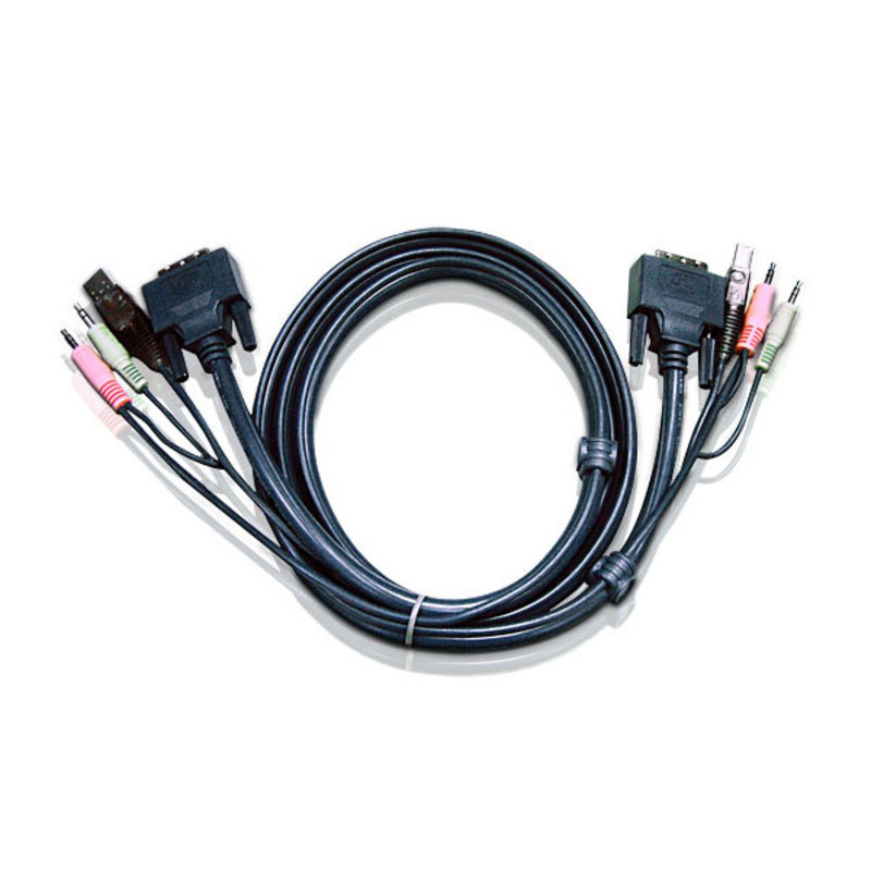 Cordon KVM USB DVI-D Audio - 3m -  Aten - grosbill.com - 0
