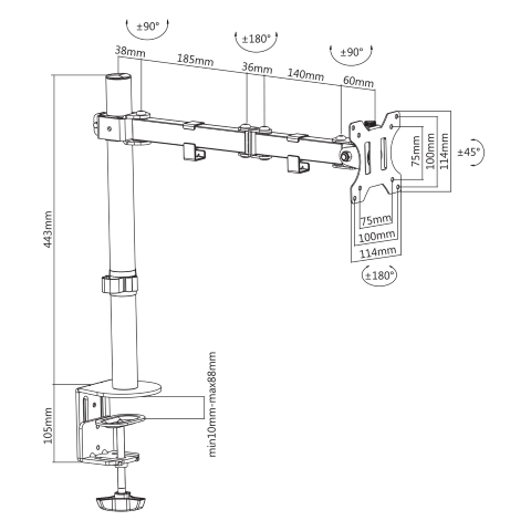Support bureau 1 écran PC 13"- 32" - Accessoire écran - 1