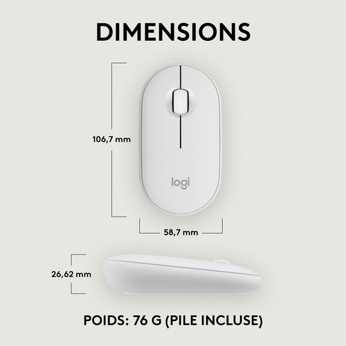 Logitech PEBBLE M350S White - Souris PC Logitech - grosbill.com - 9