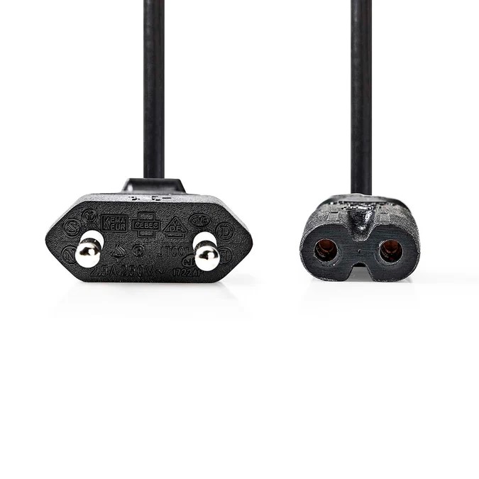 Câble Euro Masculin vers IEC-320-C7 - 2m - Noir - Connectique PC - 1