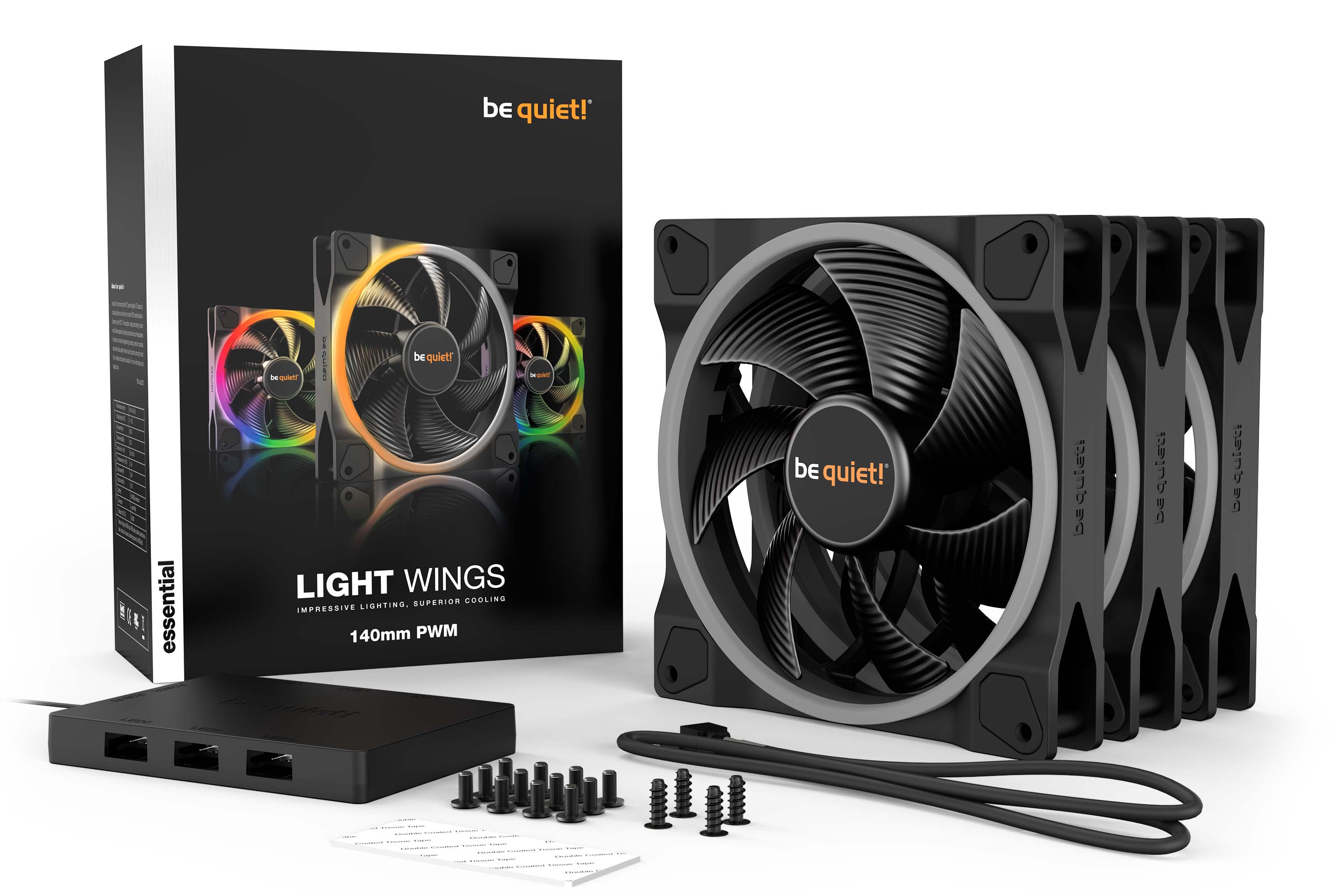 be quiet! Light Wings 140mm PWM ARGB Kit x3 - Ventilateur boîtier - 1