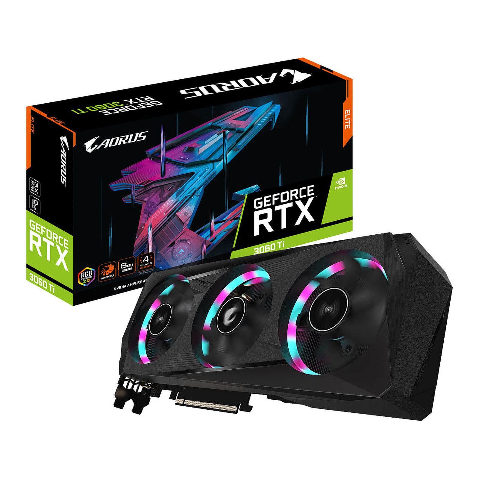 Gigabyte AORUS RTX 3060Ti ELITE 8G LHR - Carte graphique Gigabyte - 0