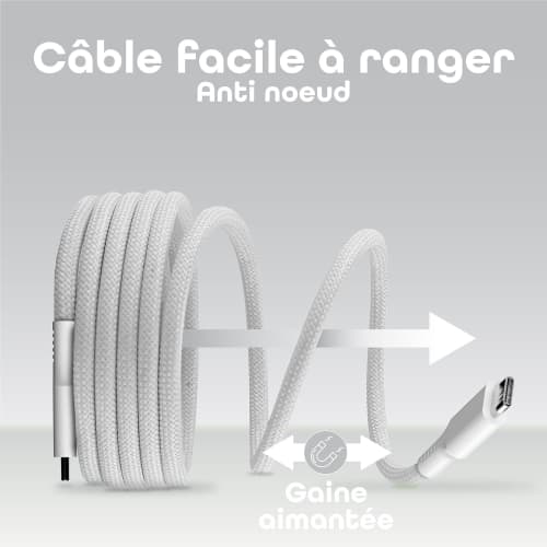 Câble USB-C vers USB-C - 1,5m - Blanc - Connectique PC - 2