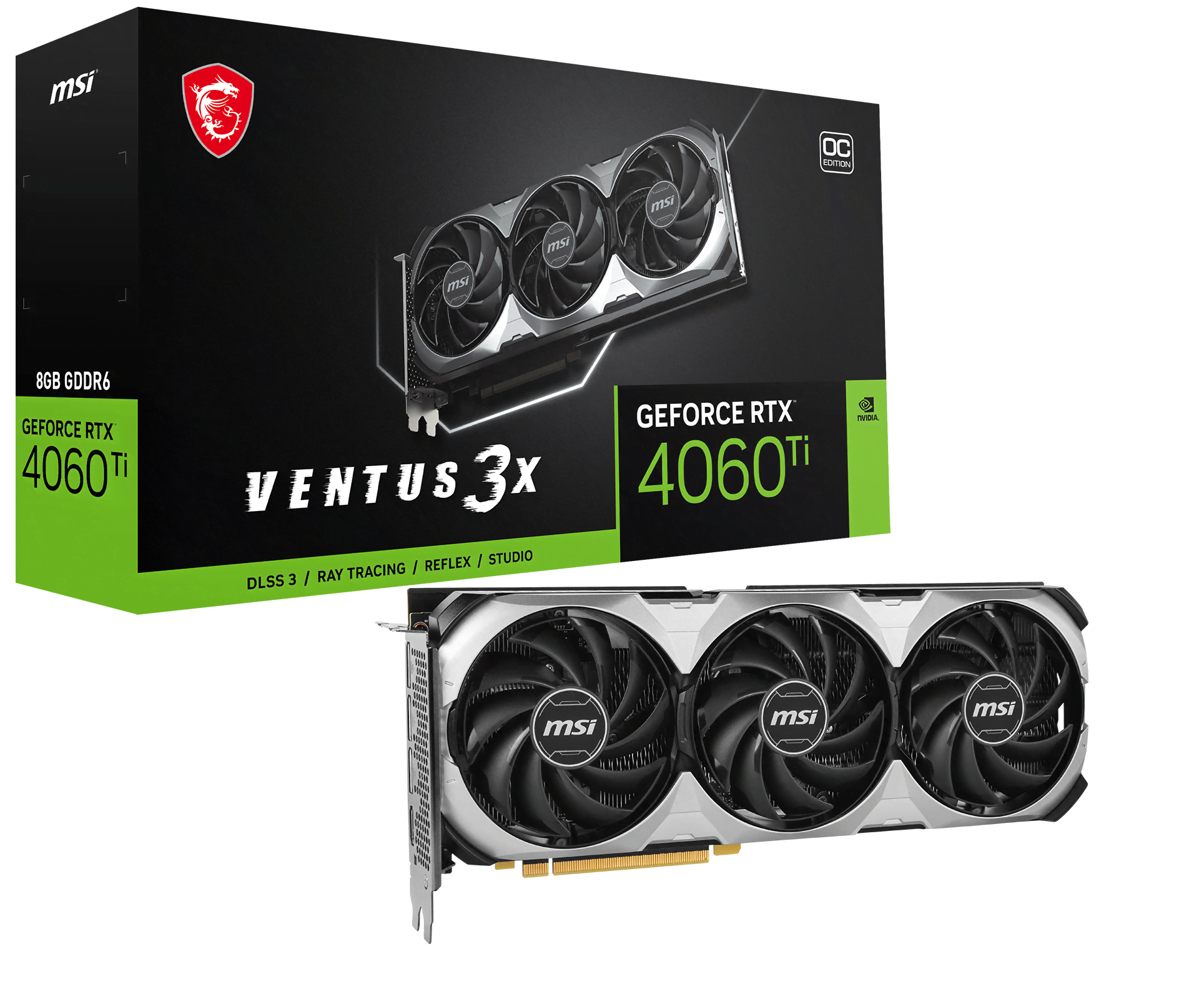 image produit MSI GeForce RTX 4060 Ti VENTUS 3X 8G OC Grosbill