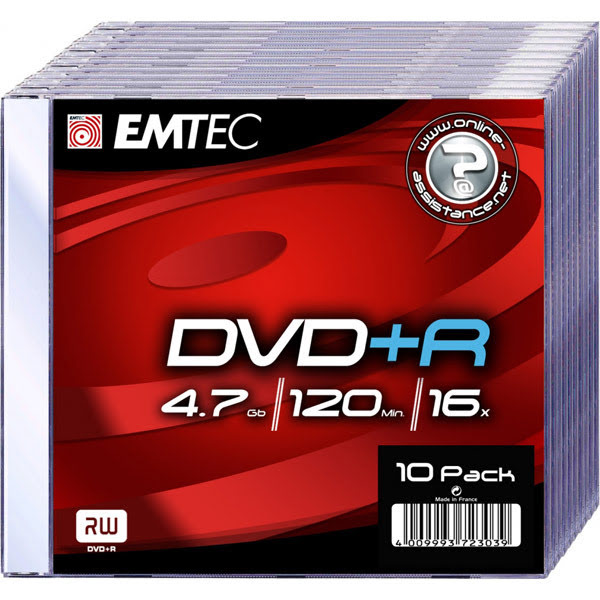 Emtec DVD+R Vierge 4.7Go (slimcase x 10) - 0