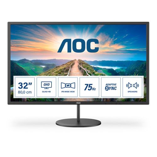 Grosbill Ecran PC AOC V4 Q32V4 31.5" QHD/75Hz/IPS/4ms/HDMI/DP/HP