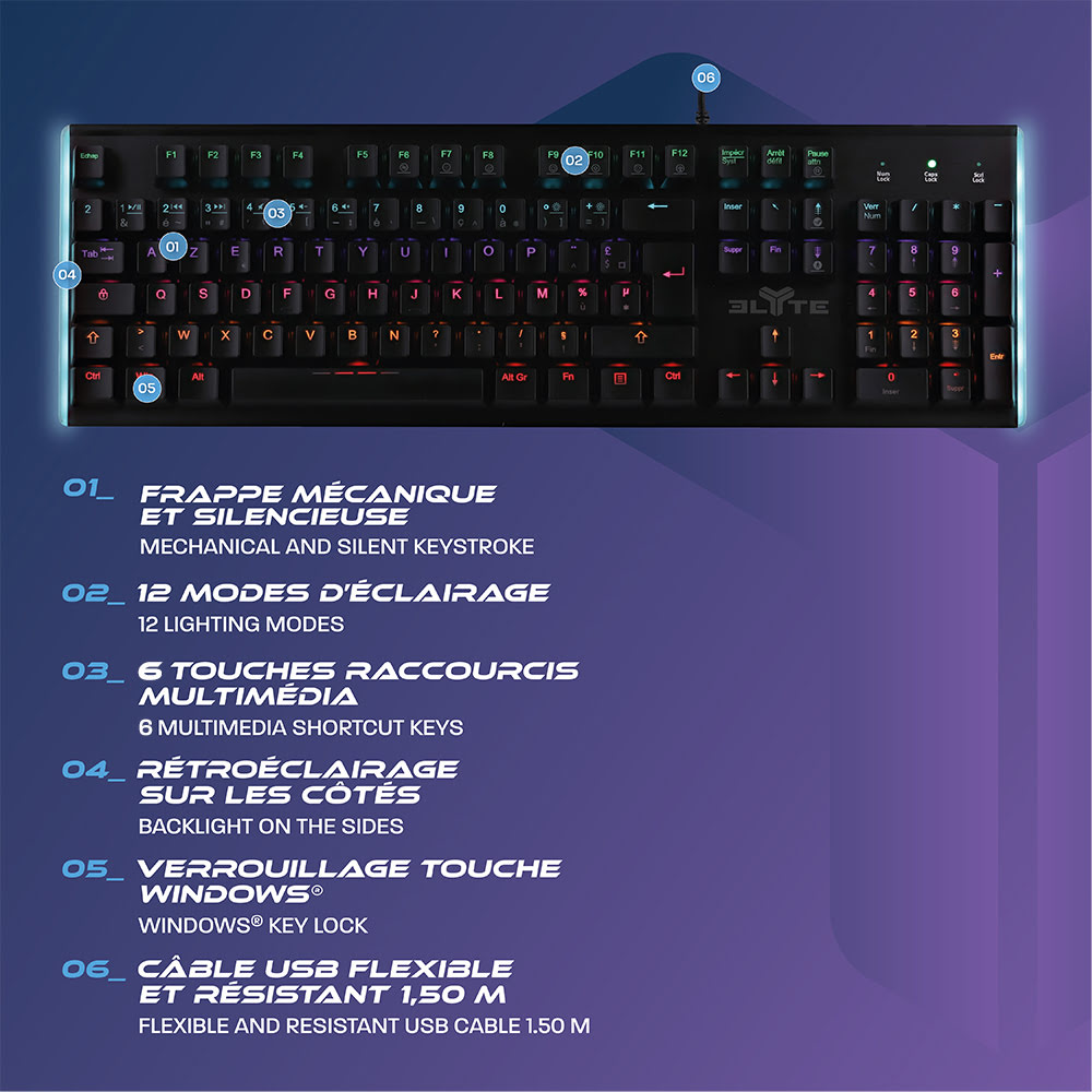 ELYTE KY-400M Mécanique - Clavier PC ELYTE - grosbill.com - 4