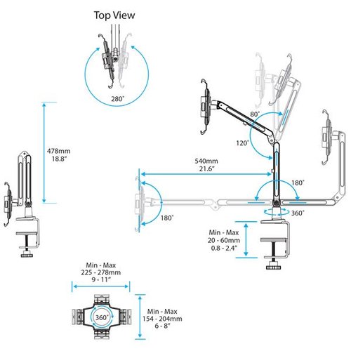 Tablet Stand Desk Mount - White - Achat / Vente sur grosbill.com - 4