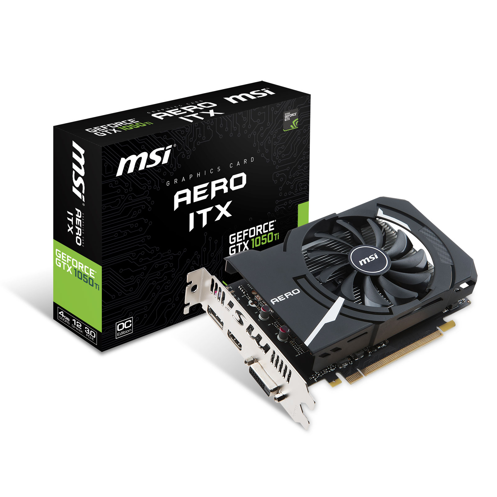 MSI GTX 1050Ti AERO ITX 4G OCV1 -1050Ti/4G/DVI/DP/HDMI - Carte graphique - 0