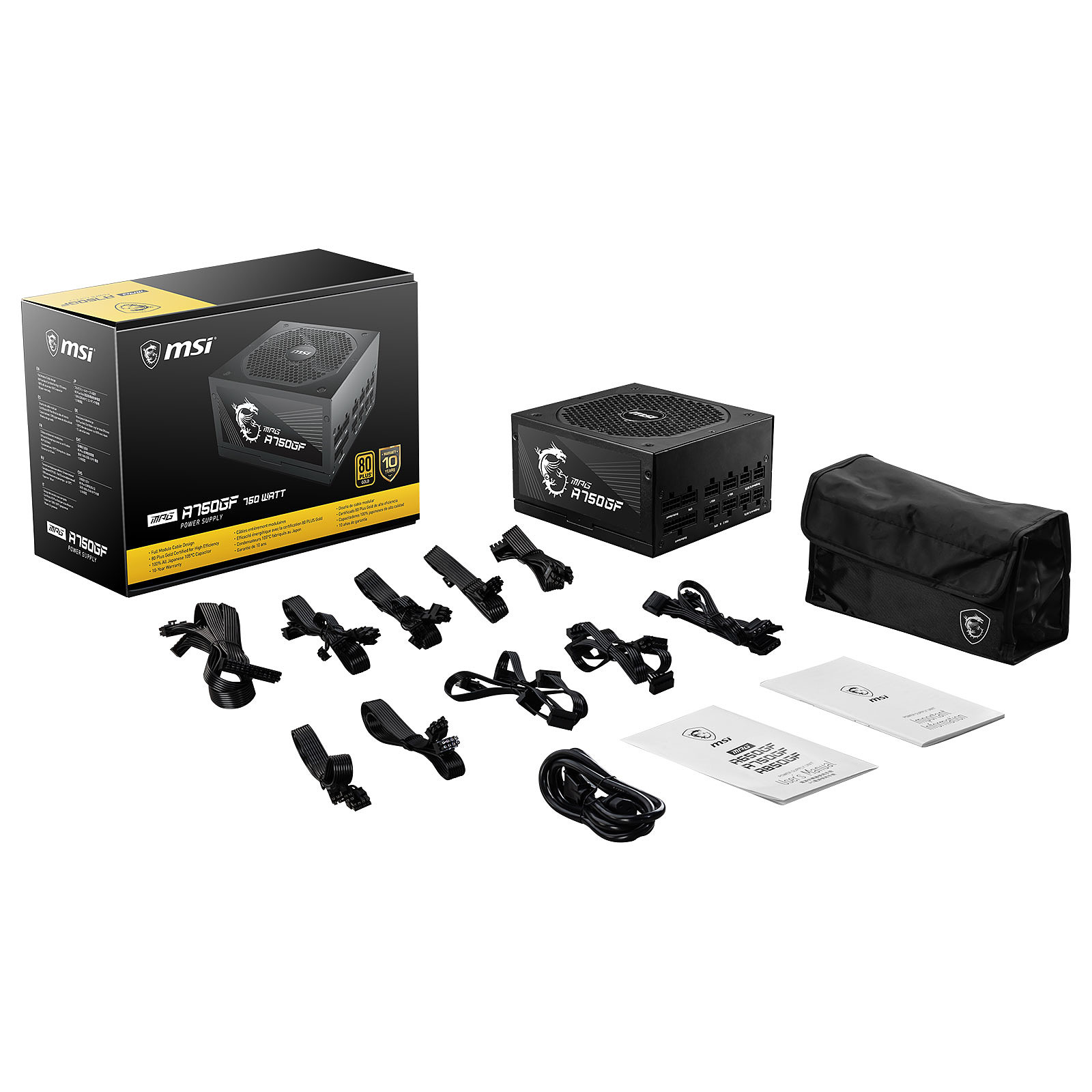MSI 80+ GOLD FM (750W) - Alimentation MSI - grosbill.com - 1
