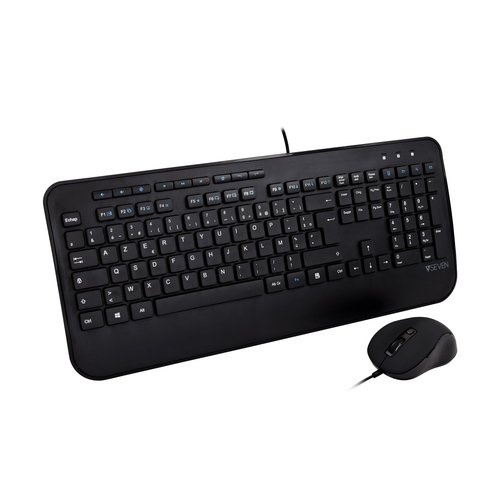 V7 Clavier USB grande taille avec repose-mains et souris ambidextre - FR Noir