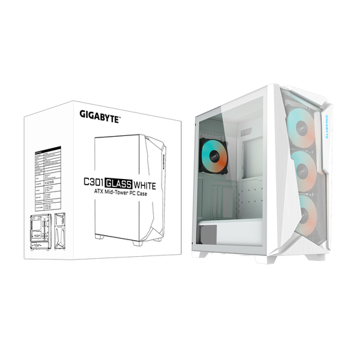 Gigabyte C301 GLASS WHITE V2 Blanc - Boîtier PC Gigabyte - 7