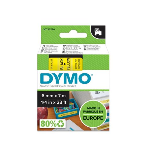 Dymo LABEL CASSETTE 6MM X 7M - Achat / Vente Consommable imprimante sur grosbill.com - 1