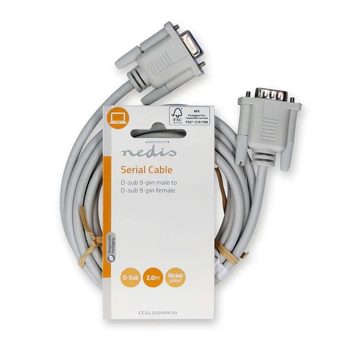 Câble D-Sub 9 mâle/femelle - 2m - Blanc - Connectique PC - 0