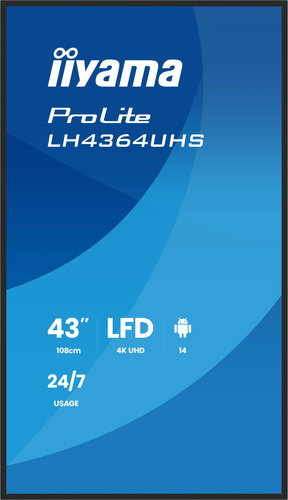 Iiyama LH4364UHS-B1AG 43" - 4K VA 6.5ms Android 14 OS iiShare Wifi (LH4364UHS-B1AG) - Achat / Vente Affichage dynamique sur grosbill.com - 6