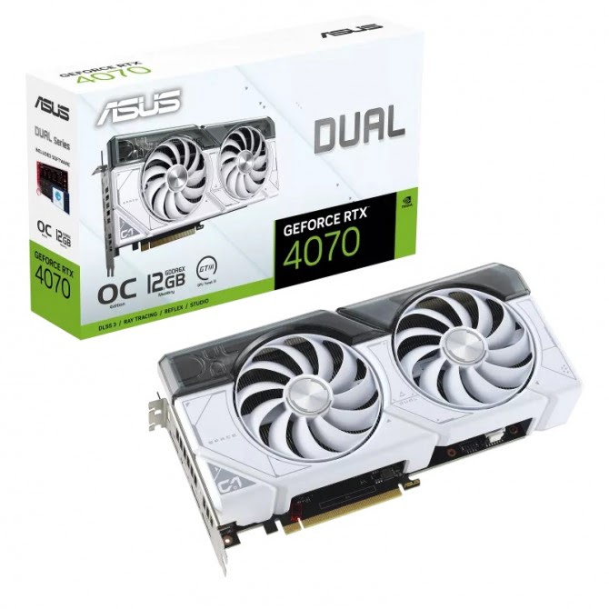 image produit Asus GeForce DUAL RTX 4070 White OC 12G  Grosbill