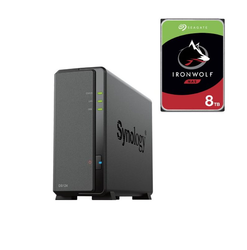 image produit Synology DS124 - 1 Baie avec 1 disque de 8To  Grosbill