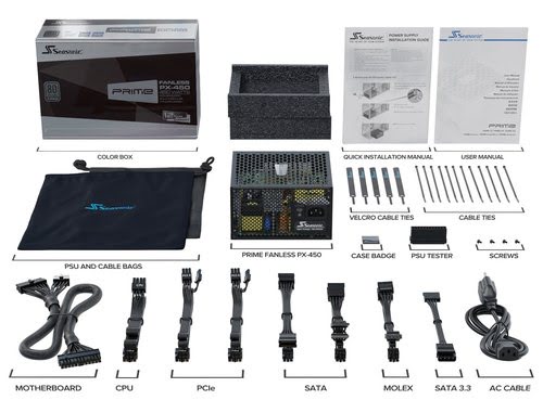 Seasonic Prime Fanless PX Netzteil, 80 PLUS Platinum, modular - 500 Watt - Achat / Vente sur grosbill.com - 8