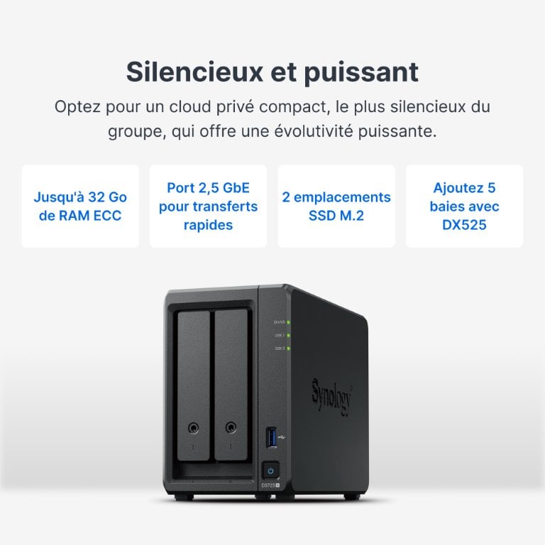 Synology DS725+ - 2 baies - Serveur NAS Synology - grosbill.com - 4