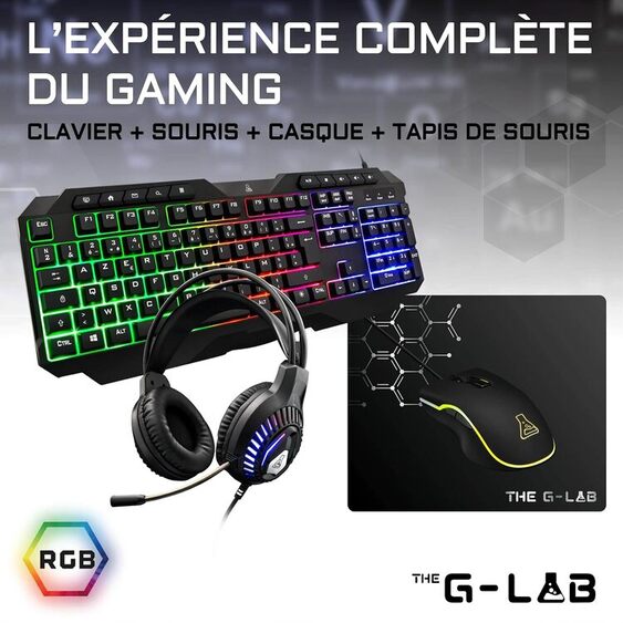 The G-LAB Combo Plutonium Bundle 4 en 1 Noir RGB (COMBO-PLUTONIUM/FR) - Achat / Vente Pack Peripheriques sur grosbill.com - 5